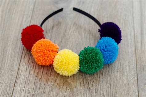 Pom Pom Headband Rainbow Headband Pom Pom Earrings Yarn Pom Pom