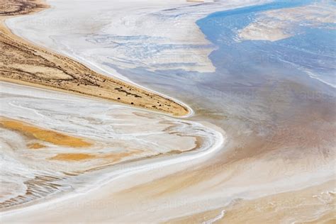 Image Of Aerial View Of Water In Lake Eyre Kati Thanda Austockphoto