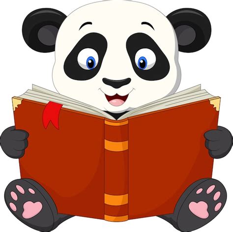 Premium Vector Cartoon Panda Reading A Book