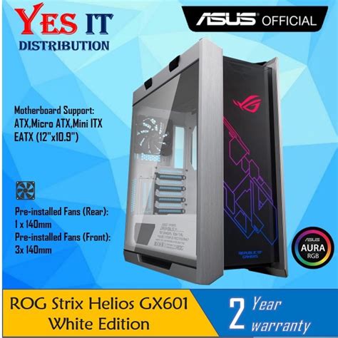 Asus ROG Strix Helios White Edition RGB ATX EATX Mid Tower Gaming Case With Tempered Glass GX