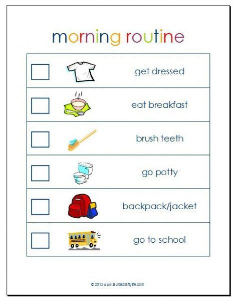 Great Back To School Ideas Routine Printable Morning Routine