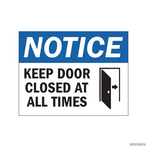 Please Close The Door Sign Printable