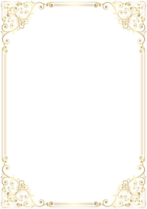 Deco Frame Border Golden Png Elegant Gold Page Borders Free