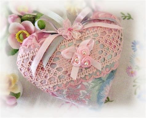 Heart Sachet 5 Inch Sachet Heart Floral With Pink Lace Lavender Buds