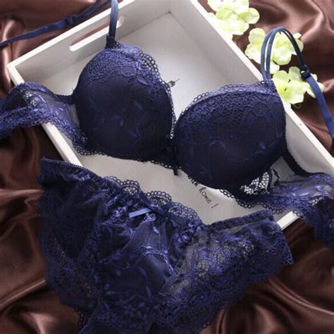 cheap women lady cute sexy underwear satin lace embroidery bra sets with panties joom