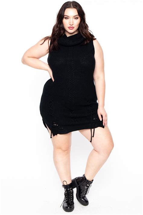 Plus Size Felicity Distressed Sweater Dress Black In 2020 Distressed Sweater Dress Clothes