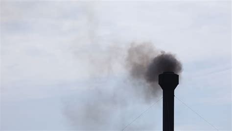 Smoke Stack Pollution Plume Against Sky Stock Footage Video 100