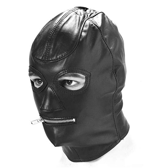 Hd2z Leather Gimp Hood With Zip Mouth