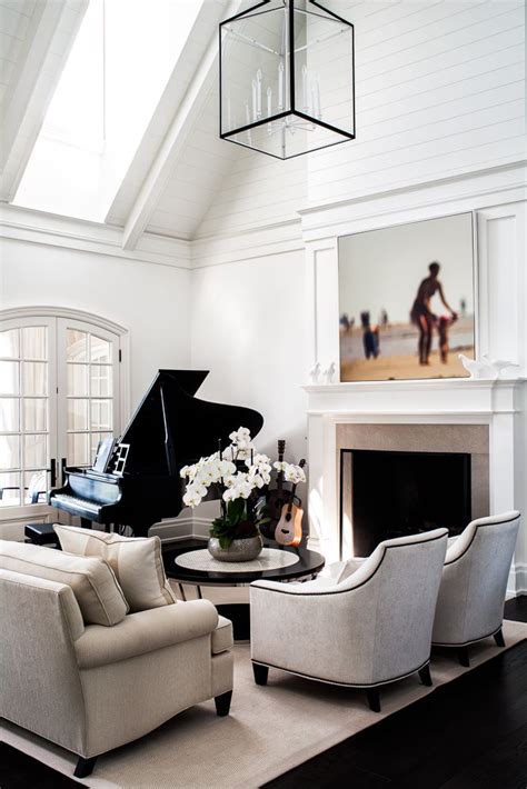 Grand Living Room Design Featuring Grand Piano And Lofted