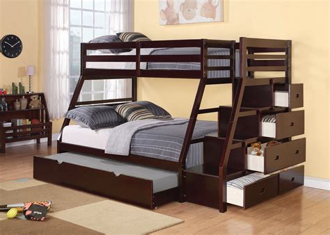 Favorite_border favorite add this item to a list. Edward Kids Espresso Twin/Full Storage Bunk Bed with Steps and Trundle