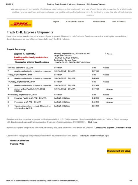 Tracking Track Parcels Packages Shipments Dhl Express Tracking Pdf Cookie Bolivia