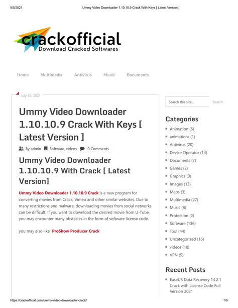 Ummy Video Downloader 110109 Crack With Keys Latest Version By