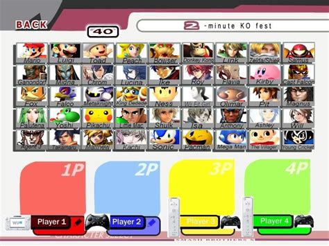 My Own Super Smash Bros 4 Character Roster Template Link