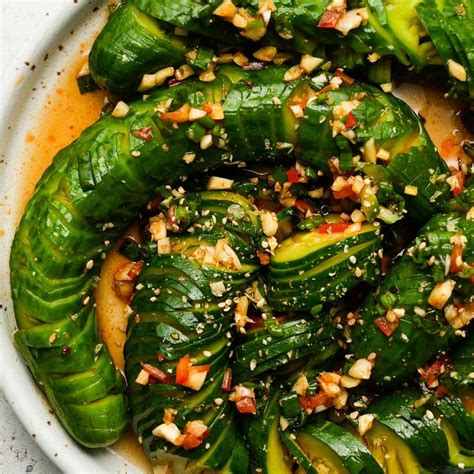 asian cucumber salad with chili and garlic lindsey eats