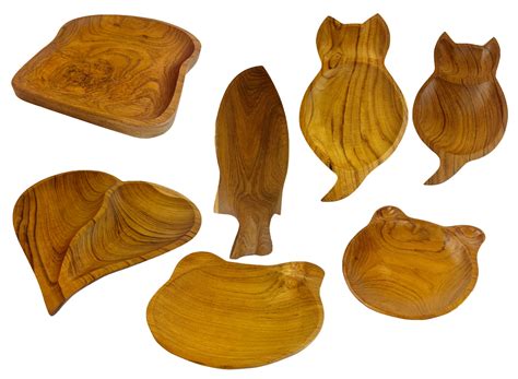 Handcrafted Solid Single Piece Teak Wood Platetraydishplatter Set Jnepicks
