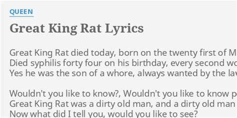 Great King Rat Lyrics By Queen Great King Rat Died