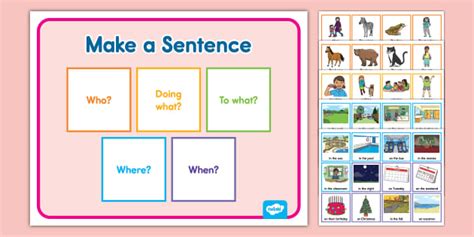 Sentence Building Worksheet For Kids Twinkl English