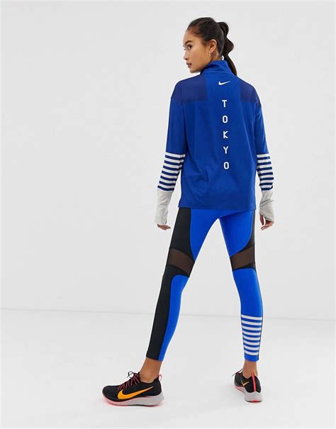 Nike Running Tokyo Marathon Half Zip Top In Blue Asos Sports Wear
