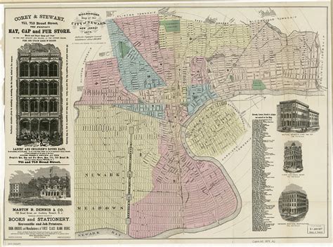 Vintage Map Of Newark Nj 1879 Drawing By Cartographyassociates Pixels