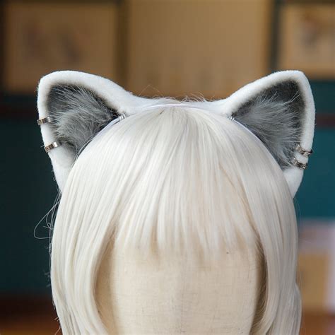 Realistic Cat Ears With Earringskitten Ears Headbandanime Etsy