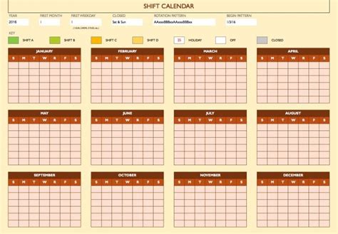 The template allows you to easily create a visual shift rotation schedule for any calendar month. on call calendar rotation template calendar printable 2018 ...