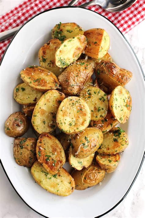 Roasted New Potatoes With Parmesan And Fresh Herbs Green Valley Kitchen Recipe Vegetarian