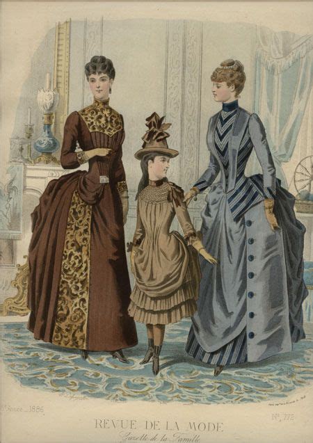 1886 La Revue De La Mode Hand Colored Engravings Victorian Fashion