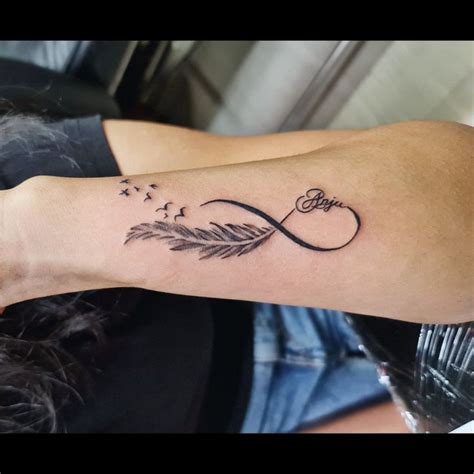 Infinity Feather Tattoo Side Wrist Tattoos Wrist Tattoos Girls