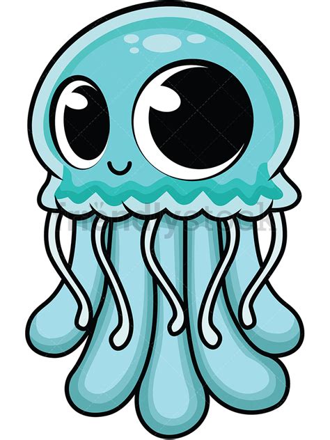 Cute Baby Jellyfish Cartoon Vector Clipart Friendlystock