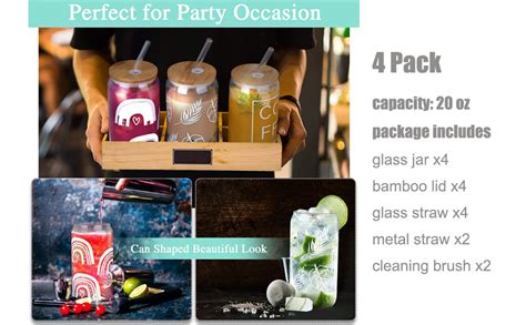 20 Oz Drinking Glasses Set Iced Coffee Glass Cups With Lid And Straw Beer Can Glasses Cups