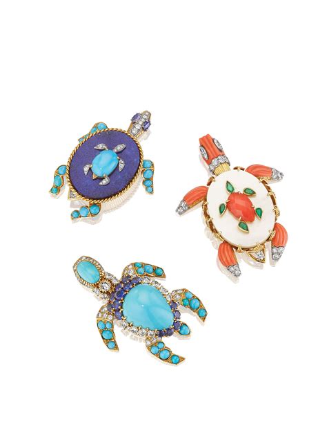 A Trio Of Gem Set Turtle Brooches By Cartier Paris Circa 1967