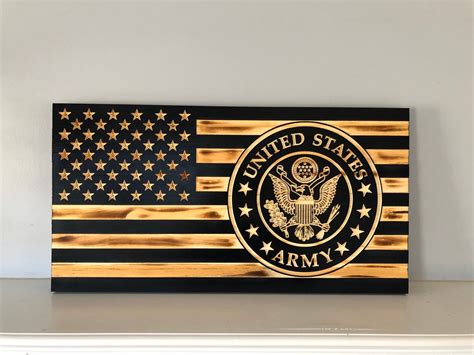 Large Army Seal Wooden Flag Wooden American Flag Red And Blue Or Black