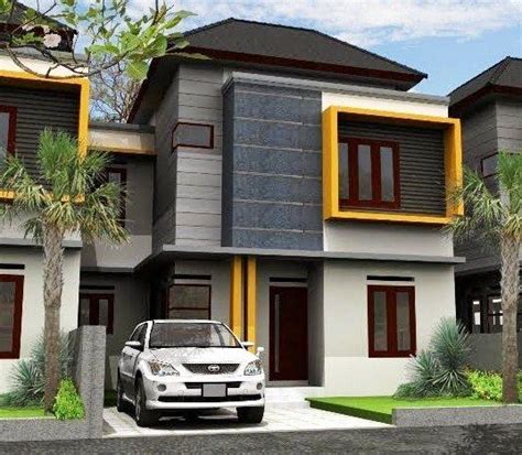 Lahan parkir kendaraan taman depan rumah serta tangga kecil penghubung pemilik rumah satu desain rumah tampak depan yang modern di tahun 2021 ini. ツ 75+ model desain rumah minimalis 2 lantai sederhana ...