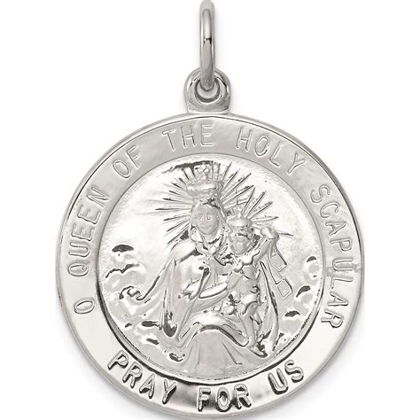 Sterling Silver Queen Of The Holy Scapular Medal 30 X 20 Made In