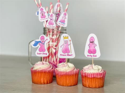 Penis Party Cake Toppers 12 Pack Funny Adult Rude Cupcake Etsy