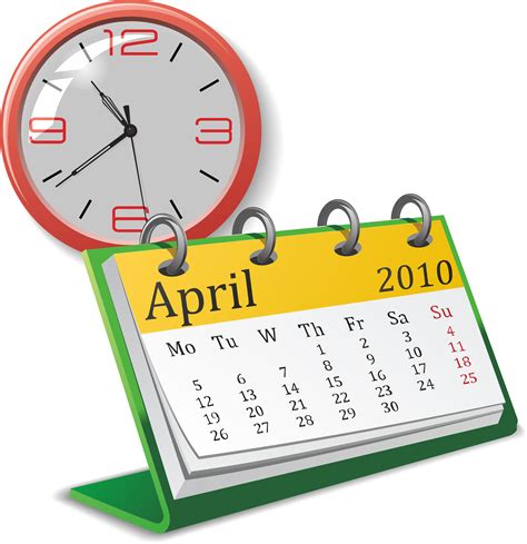 April 2010 Calendar With Clock Clip Art Image Clipsafari