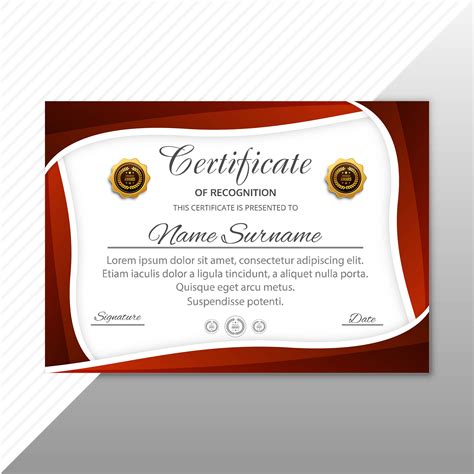 Beautiful Certificate Diploma Template With Wave Illustration Ve