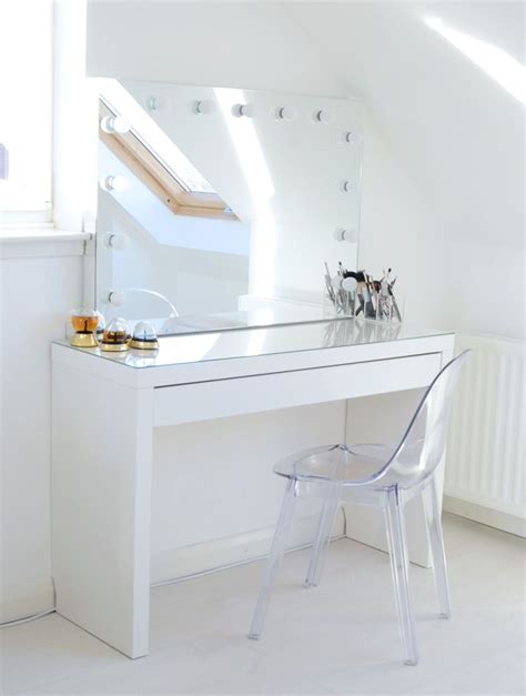 Ikea Mlam Dressing Table With Ghost Chair And Hollywood Mirror Ikea Vanity Table Make Up Desk