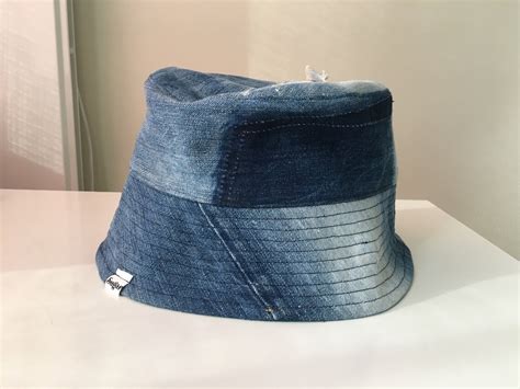 Denim Bucket Hat Jeans Upcycle Remake Upcycled Denim Hat Etsy