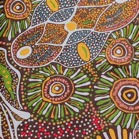 Bush Tucker After Rain Green By Aboriginal Artist Marlene Doolan Tuppence’s Aussie Fabrics