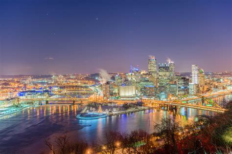 Free photo: Pittsburgh Winter Skyline - Bridge, Buildings, Glass - Free ...
