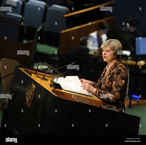 New York Ny September U K Prime Minister Theresa May During A Press Conference In New