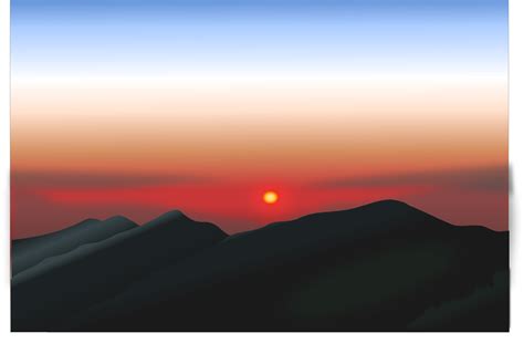 Landscape Of Red Sunset Sky Over The Mountains Free Image Download