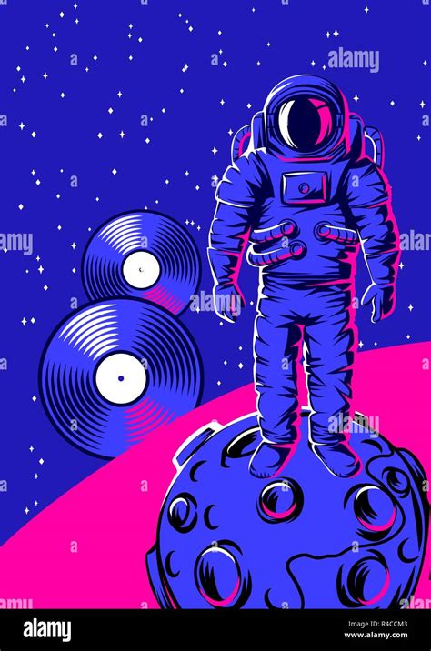 Illustration Of Astronaut On Moon Stock Vector Image And Art Alamy