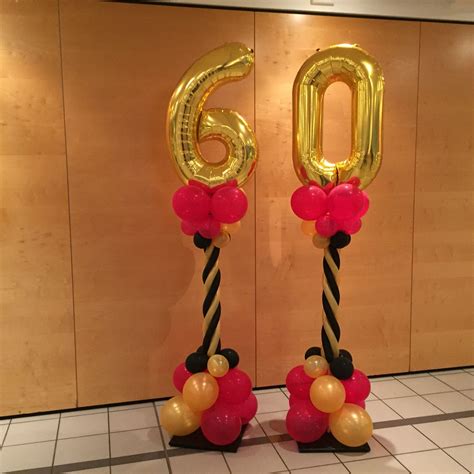 Black Gold And Magenta 60th Birthday Balloon Columns The Ballooners