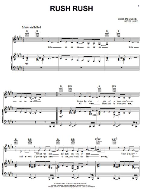 Get notes right to complete the song. Rush Rush | Sheet Music Direct