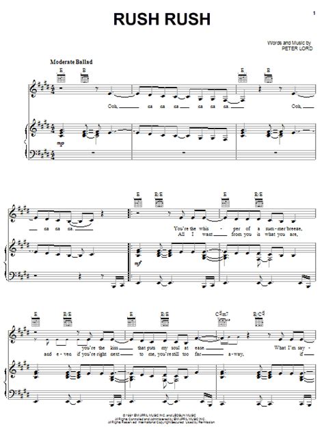 Experience the most realistic virtual piano keyboard. Rush Rush | Sheet Music Direct