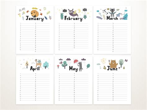 Printable Perpetual Calendar Template