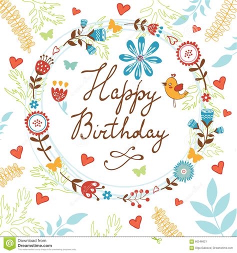 Check spelling or type a new query. Tarjeta Del Feliz Cumpleaños Con Las Flores, Pájaros Y ...
