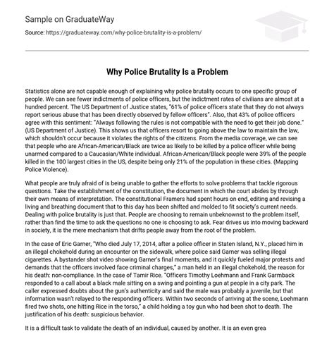 ⇉why Police Brutality Is A Problem Essay Example Graduateway